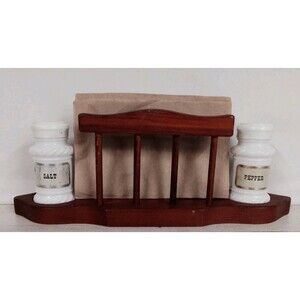 Antique‎ Wood  Salt/Pepper/Napkin Holder